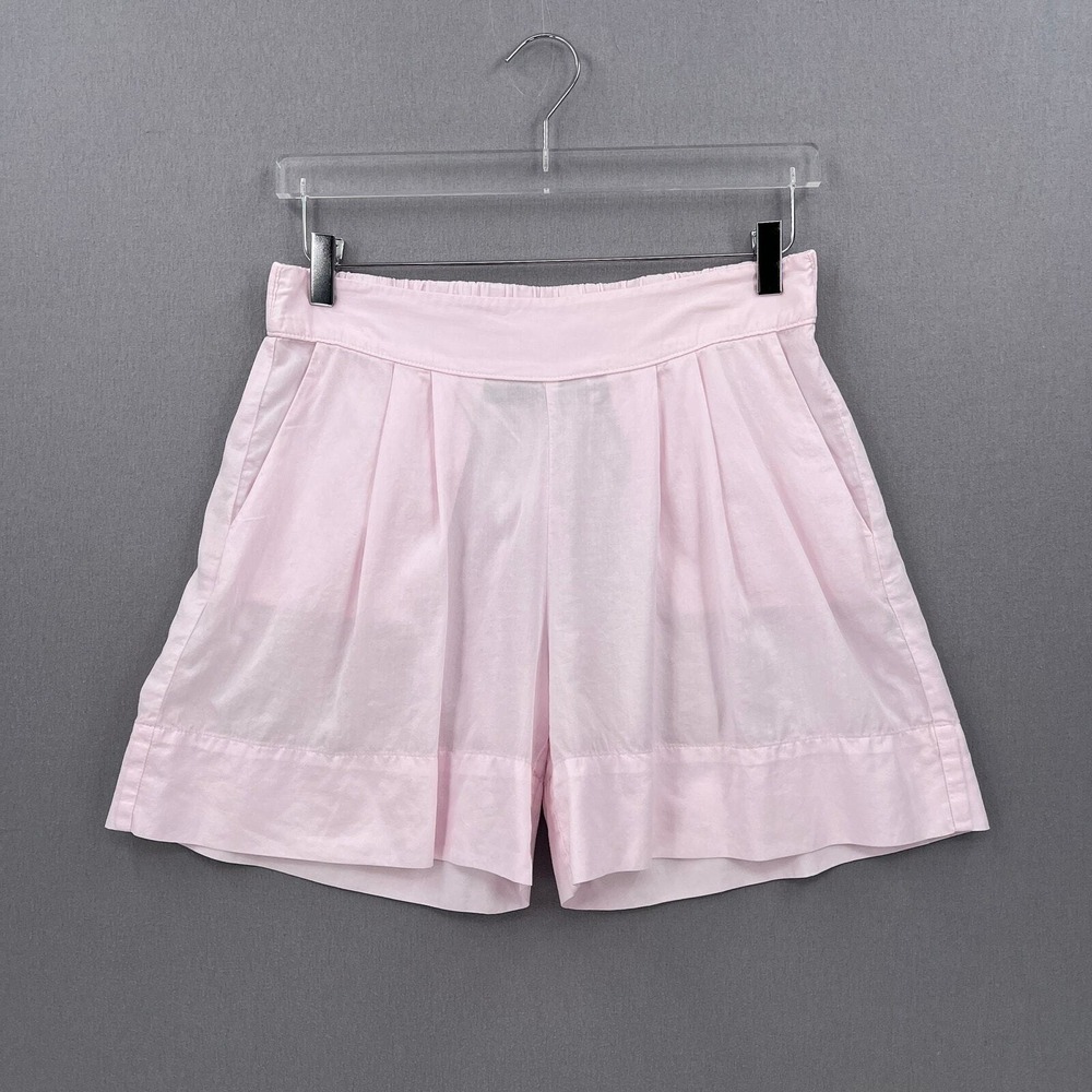 ENZA COSTA Cotton Shorts Women Medium Pink Pleated Casual Pull on Lightweight